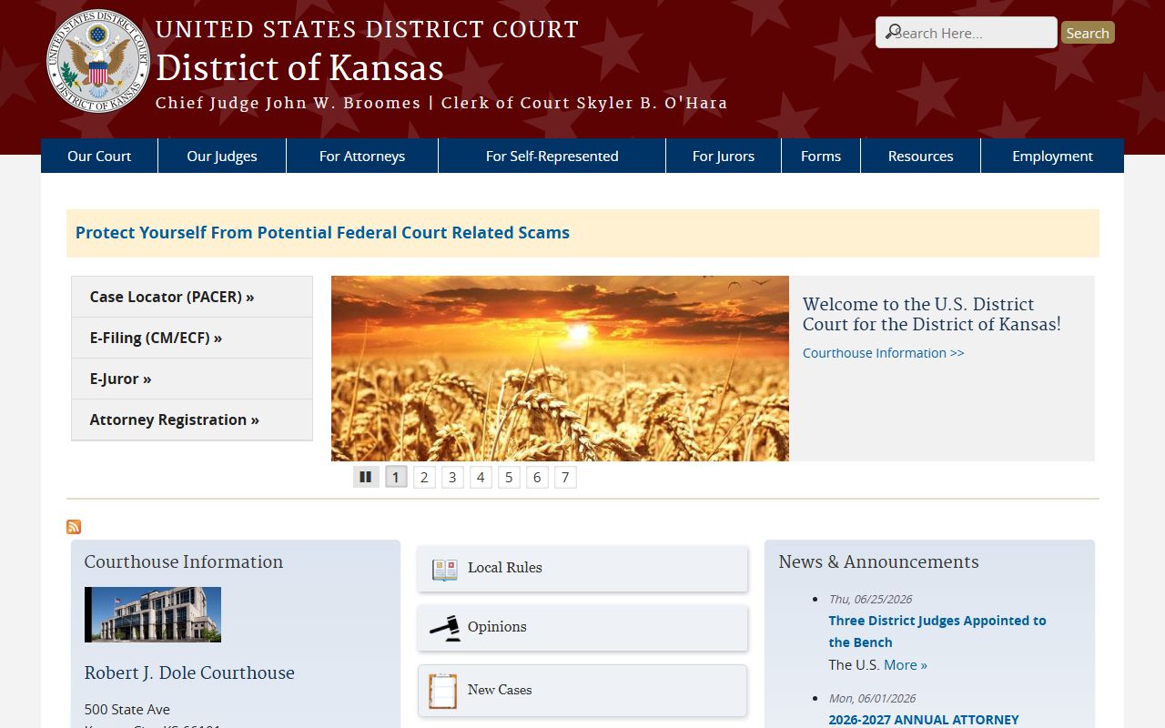 Pratt County District Court U.S. District Court for the District of Kansas