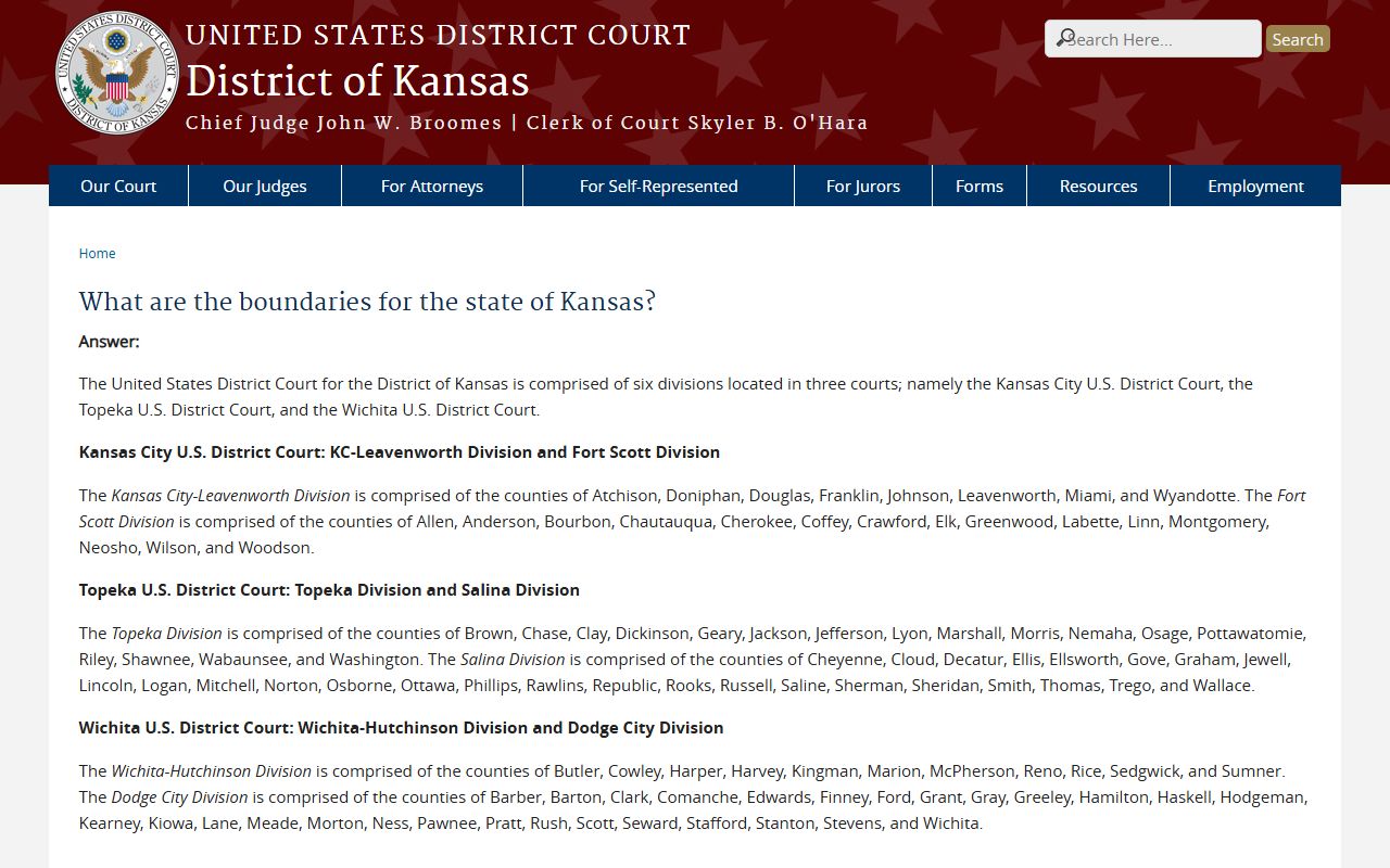 Pratt County District Court District of Kansas boundaries
