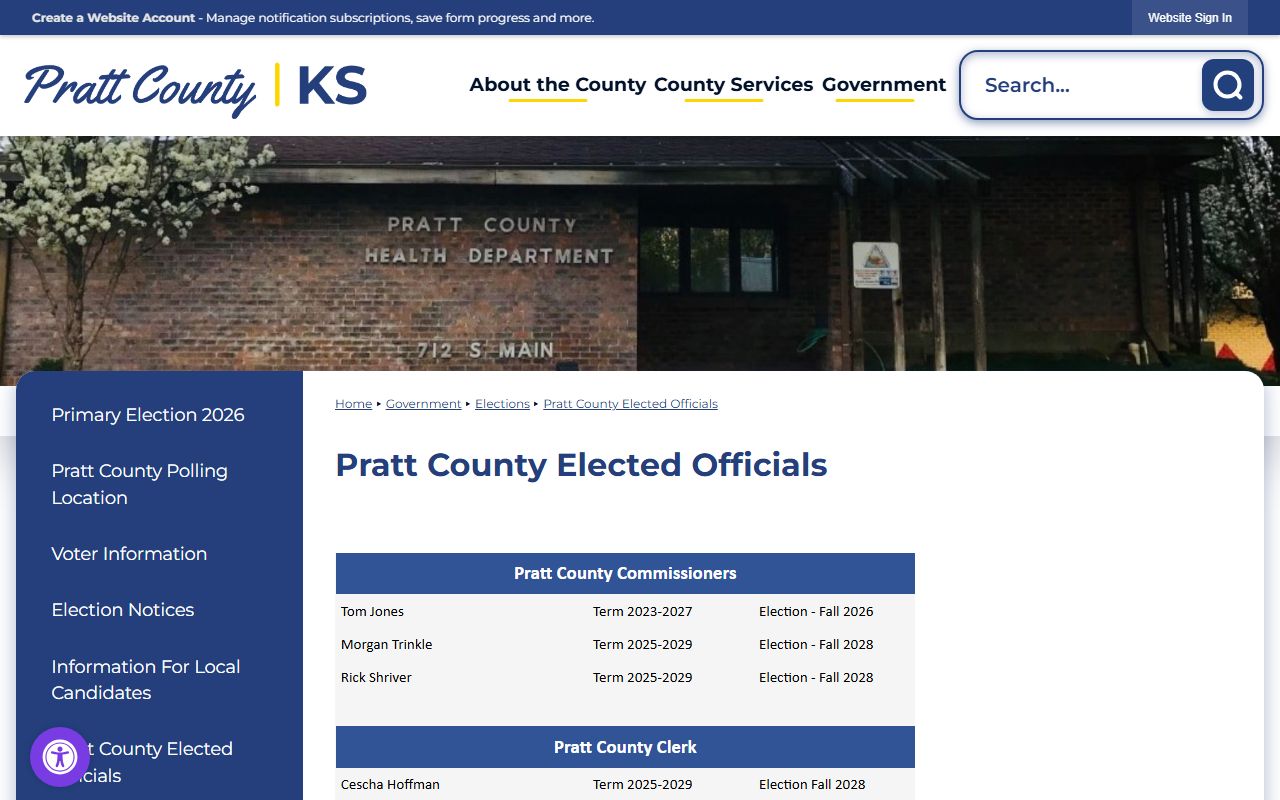 Pratt County court records elected officials page