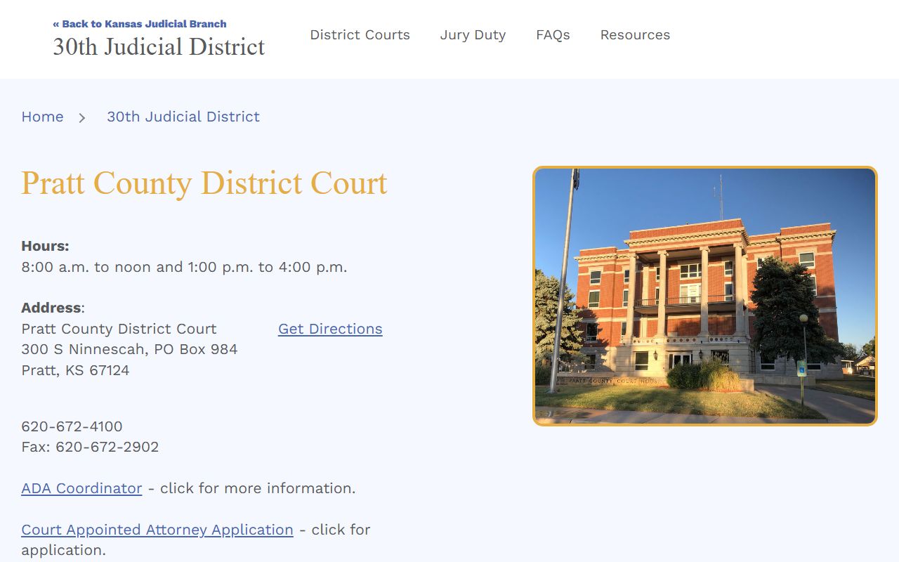 Pratt County court records District Court page