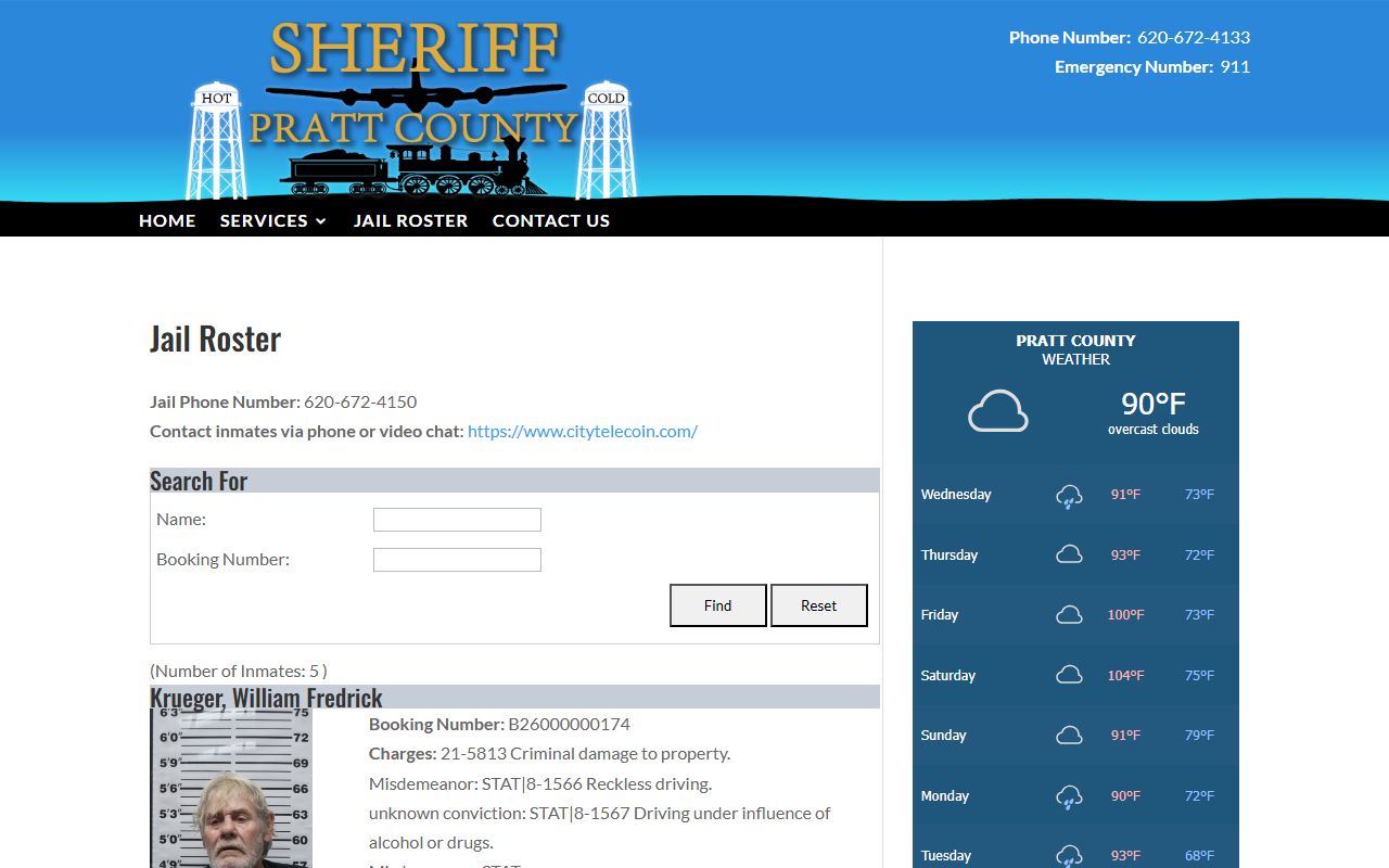 Pratt County court records jail roster search