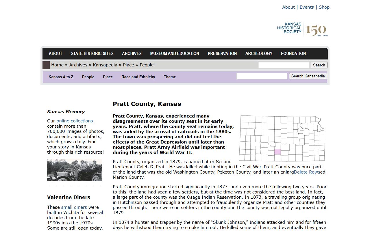 Pratt County court records Kansas Historical Society county history