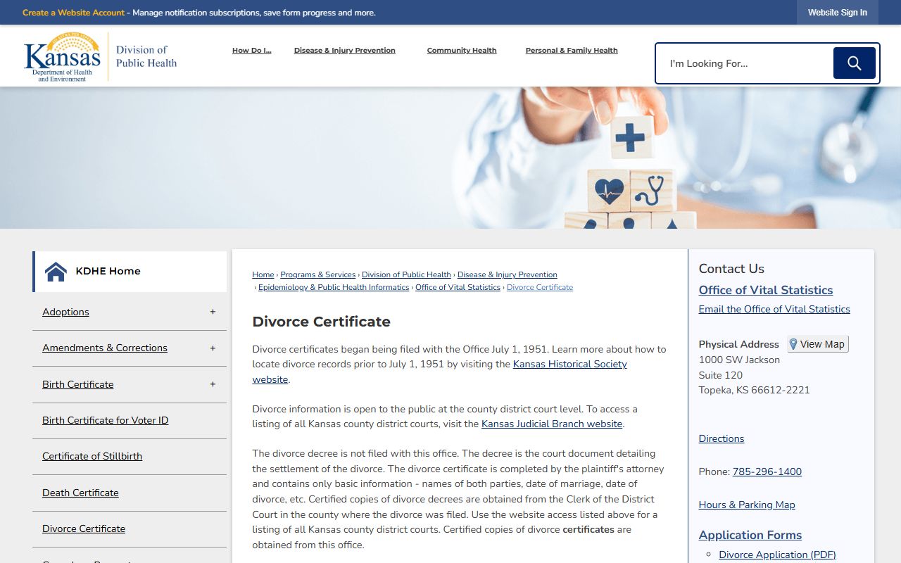 Pratt County divorce records KDHE divorce certificate instructions