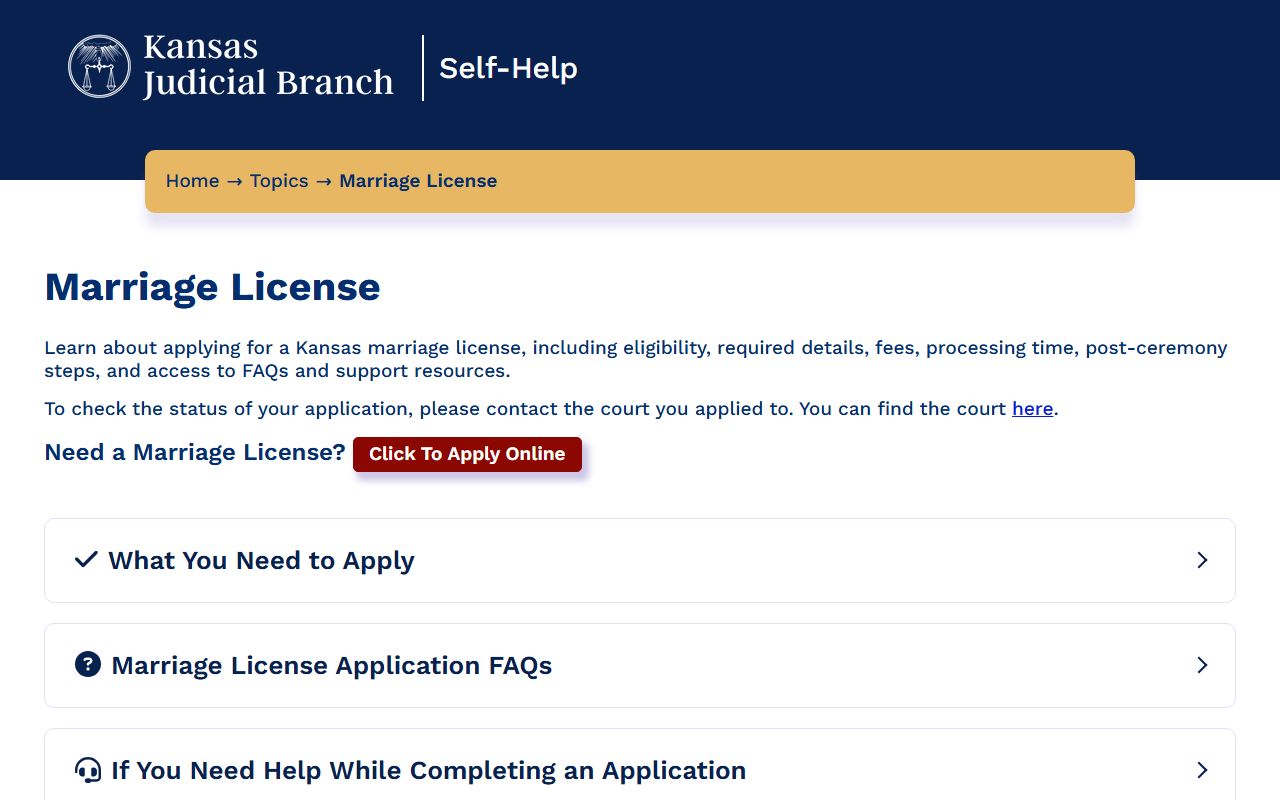 Pratt County marriage records Kansas Courts marriage license self-help