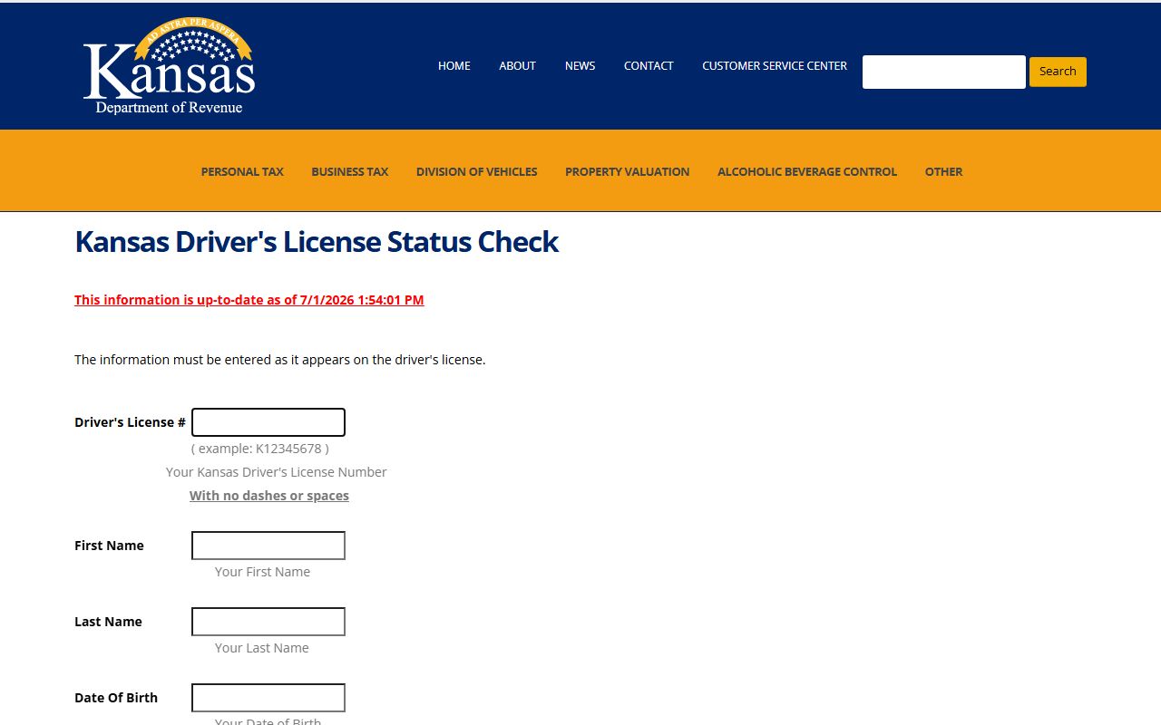Pratt County traffic court records KDOR driver's license status check