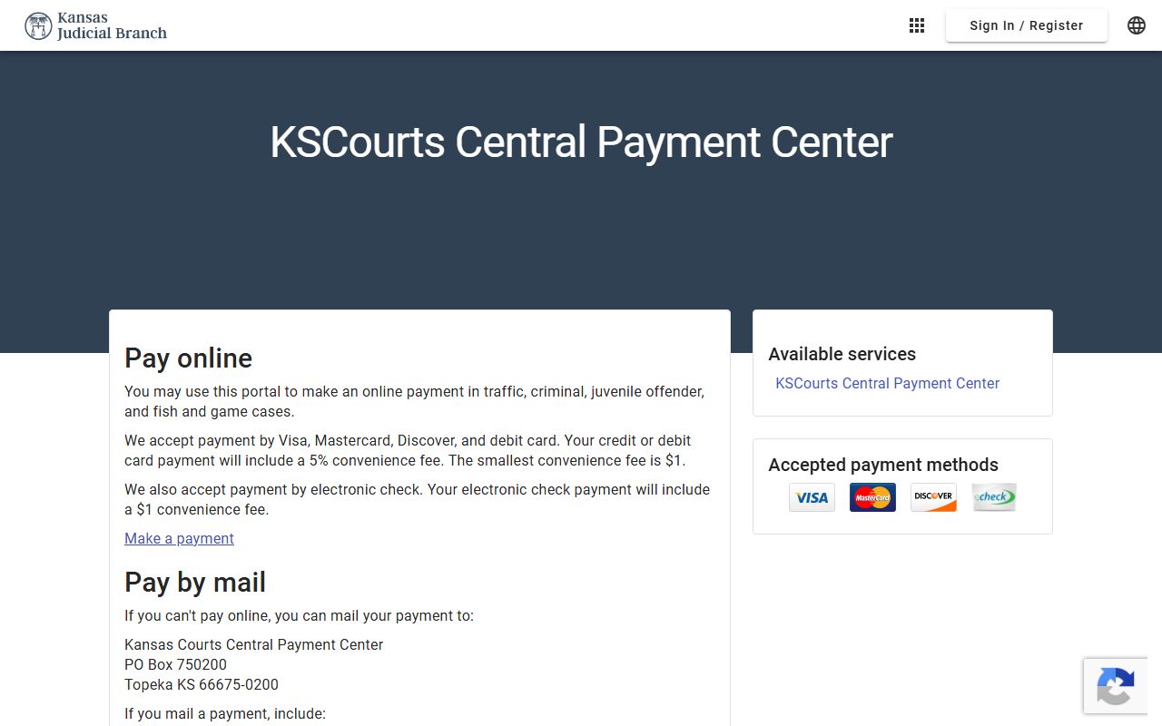 Pratt County warrant search and Kansas Courts Central Payment Center